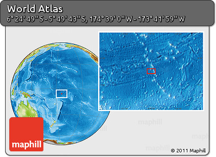 Physical Location Map of the Area around 6° 7' 16" S, 174° 10' 30" W