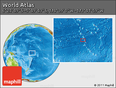 Physical Location Map of the Area around 6° 7' 16" S, 174° 10' 30" W