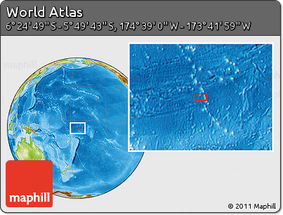 Physical Location Map of the Area around 6° 7' 16" S, 174° 10' 30" W