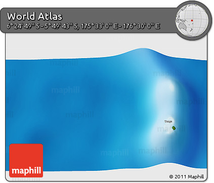Physical 3D Map of the Area around 6° 7' 16" S, 176° 1' 30" E