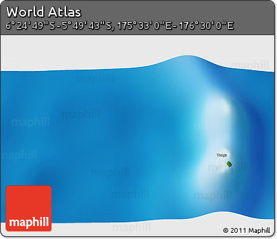 Physical 3D Map of the Area around 6° 7' 16" S, 176° 1' 30" E