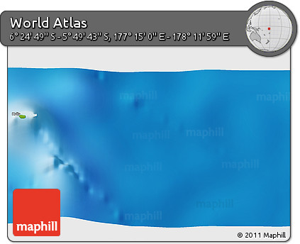 Physical 3D Map of the Area around 6° 7' 16" S, 177° 43' 29" E
