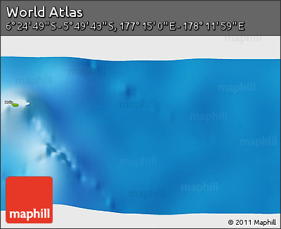 Physical 3D Map of the Area around 6° 7' 16" S, 177° 43' 29" E