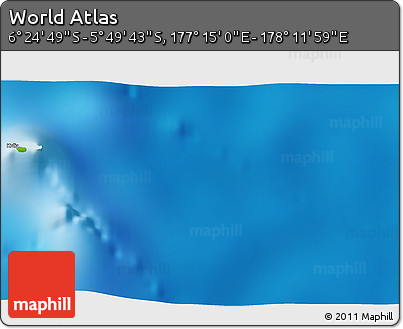 Physical 3D Map of the Area around 6° 7' 16" S, 177° 43' 29" E