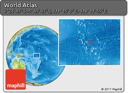 Physical Location Map of the Area around 6° 7' 16" S, 177° 43' 29" E