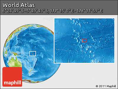 Physical Location Map of the Area around 6° 7' 16" S, 177° 43' 29" E
