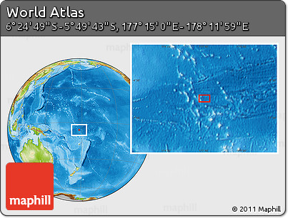 Physical Location Map of the Area around 6° 7' 16" S, 177° 43' 29" E
