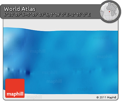 Physical 3D Map of the Area around 6° 7' 16" S, 1° 46' 29" E