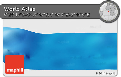 Physical Panoramic Map of the Area around 6° 7' 16" S, 1° 46' 29" E