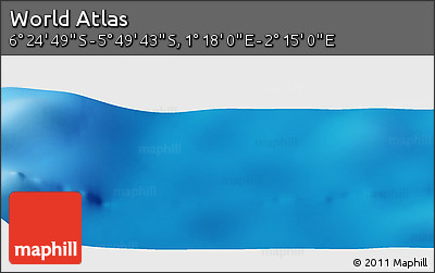 Physical Panoramic Map of the Area around 6° 7' 16" S, 1° 46' 29" E