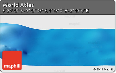 Physical Panoramic Map of the Area around 6° 7' 16" S, 1° 46' 29" E