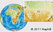 Physical Location Map of the area around 6° 7' 16" S, 21° 19' 30" E