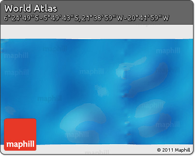 Shaded Relief 3D Map of the Area around 6° 7' 16" S, 21° 10' 29" W