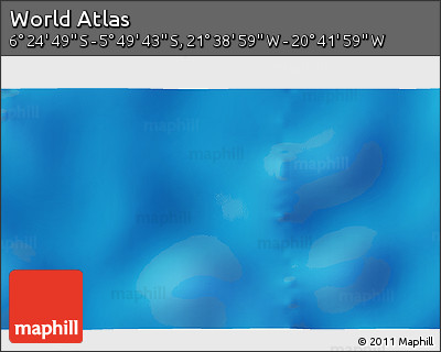 Shaded Relief 3D Map of the Area around 6° 7' 16" S, 21° 10' 29" W