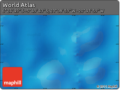 Physical Map of the Area around 6° 7' 16" S, 21° 10' 29" W