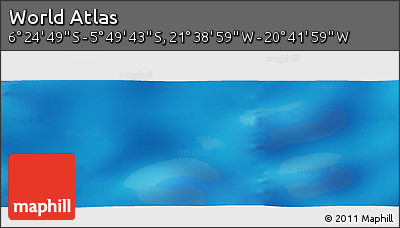 Physical Panoramic Map of the Area around 6° 7' 16" S, 21° 10' 29" W
