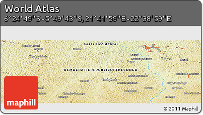 Physical Panoramic Map of the Area around 6° 7' 16" S, 22° 10' 29" E