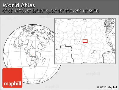 Blank Location Map of the Area around 6° 7' 16" S, 24° 43' 30" E