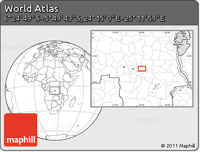 Blank Location Map of the Area around 6° 7' 16" S, 24° 43' 30" E