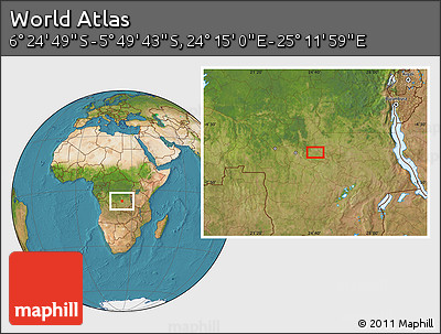 Satellite Location Map of the Area around 6° 7' 16" S, 24° 43' 30" E