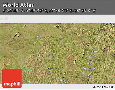 Satellite 3D Map of the Area around 6° 7' 16" S, 28° 7' 30" E