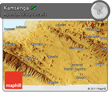 Physical Panoramic Map of Kamsenga
