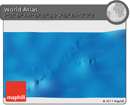 Physical 3D Map of the Area around 6° 7' 16" S, 2° 37' 30" E