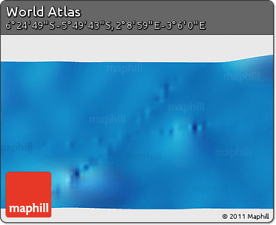 Physical 3D Map of the Area around 6° 7' 16" S, 2° 37' 30" E