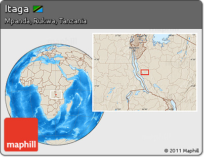 Shaded Relief Location Map of Itaga