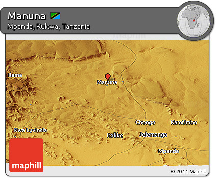 Physical Panoramic Map of Manuna