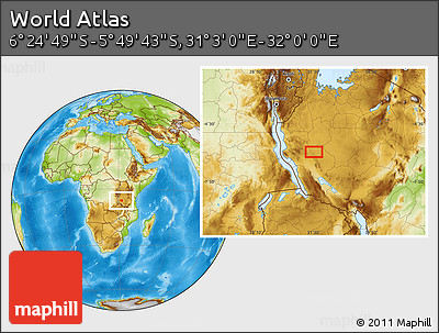 Physical Location Map of the Area around 6° 7' 16" S, 31° 31' 29" E