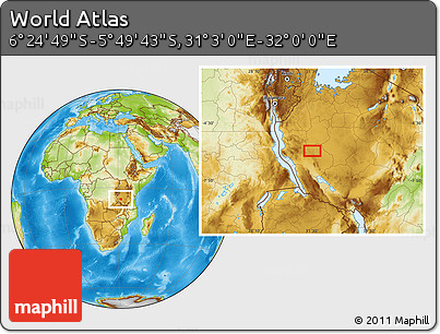 Physical Location Map of the Area around 6° 7' 16" S, 31° 31' 29" E