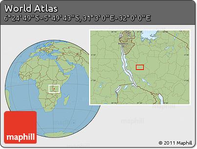 Savanna Style Location Map of the Area around 6° 7' 16" S, 31° 31' 29" E