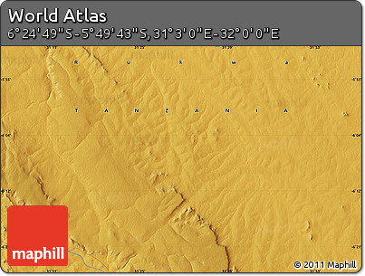 Physical Map of the Area around 6° 7' 16" S, 31° 31' 29" E