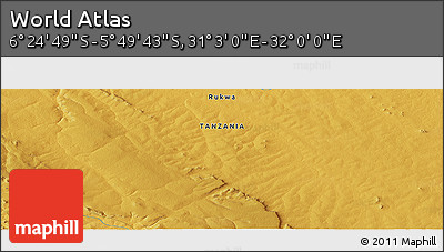 Physical Panoramic Map of the Area around 6° 7' 16" S, 31° 31' 29" E