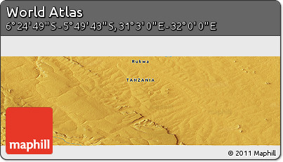 Physical Panoramic Map of the Area around 6° 7' 16" S, 31° 31' 29" E