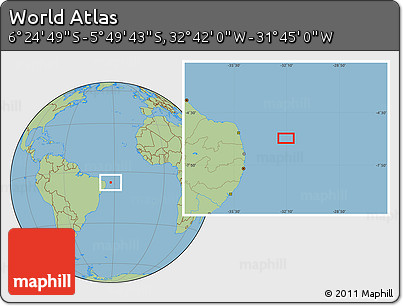 Savanna Style Location Map of the Area around 6° 7' 16" S, 32° 13' 30" W