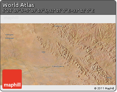 Satellite 3D Map of the Area around 6° 7' 16" S, 33° 13' 30" E