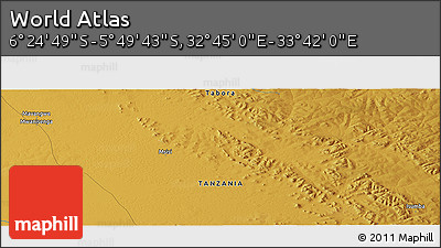 Physical Panoramic Map of the Area around 6° 7' 16" S, 33° 13' 30" E
