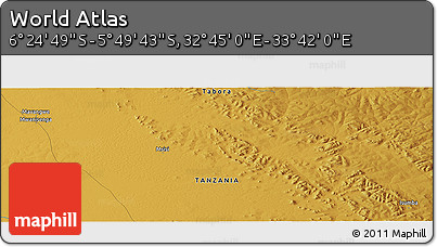 Physical Panoramic Map of the Area around 6° 7' 16" S, 33° 13' 30" E