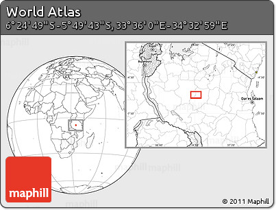 Blank Location Map of the Area around 6° 7' 16" S, 34° 4' 30" E