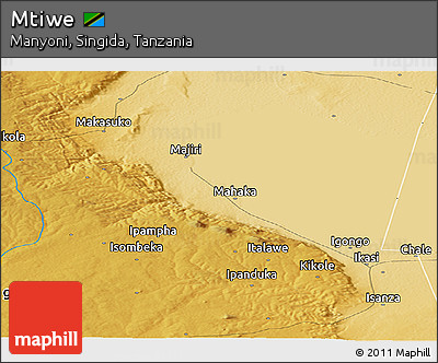 Physical Panoramic Map of Mtiwe