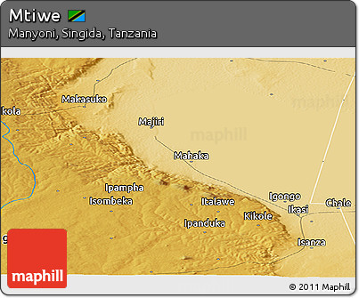Physical Panoramic Map of Mtiwe