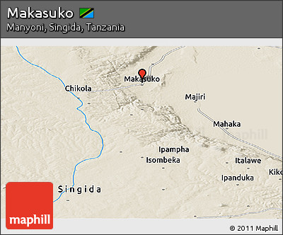 Shaded Relief Panoramic Map of Makasuko