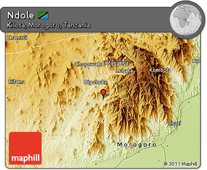 Physical 3D Map of Ndole