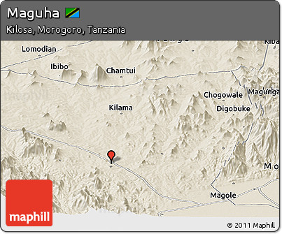 Shaded Relief Panoramic Map of Maguha