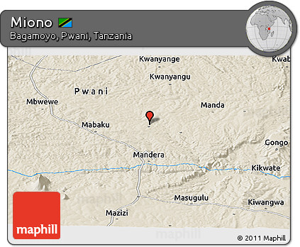 Shaded Relief Panoramic Map of Miono