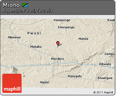 Shaded Relief Panoramic Map of Miono