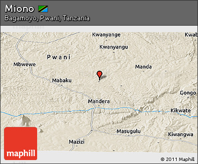 Shaded Relief Panoramic Map of Miono