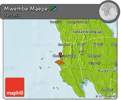 Physical 3D Map of Mwembe Maepe